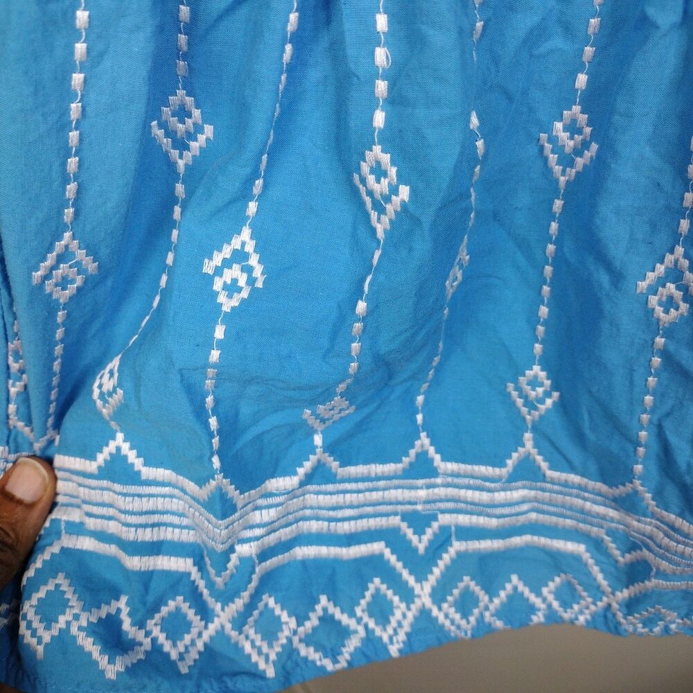Umgee Collar Split Neck Short Ruffle Sleeves Tiered Mini Dress Plus Sz 2X Blue - Picture 5 of 9